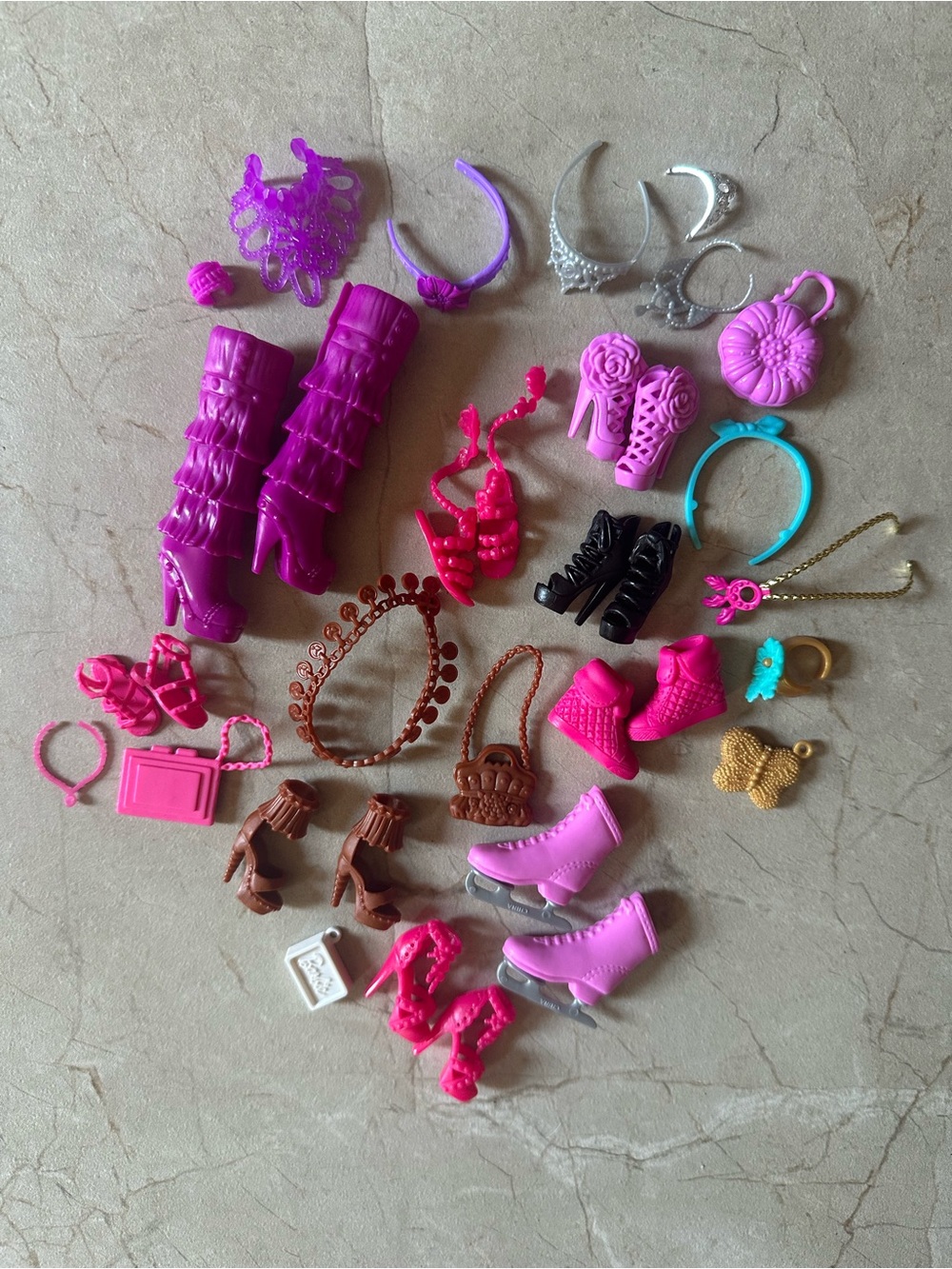 Vintage Barbie boots shoes tiaras necklaces headbands purses bracelets sandals